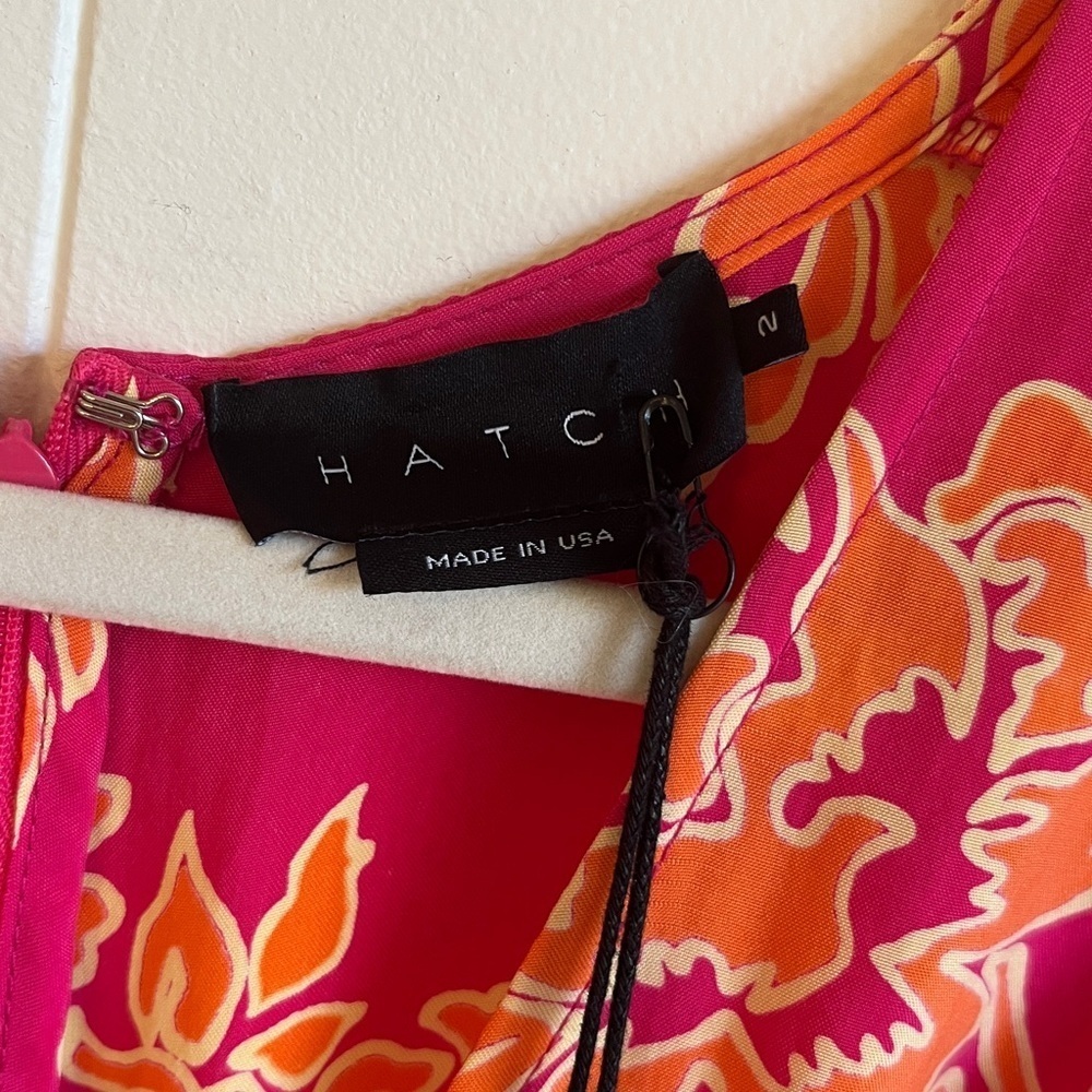 NWT Hatch X Revolve Maternity Pink Orange Floral Cutout Midi Thea Dress Sz 8-10 - Picture 7 of 16